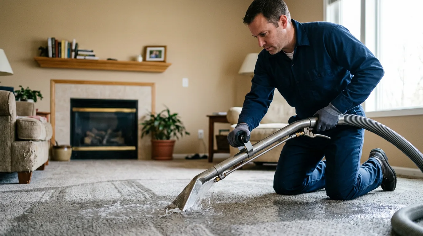 Water damage restoration technician working near Merchantville, NJ